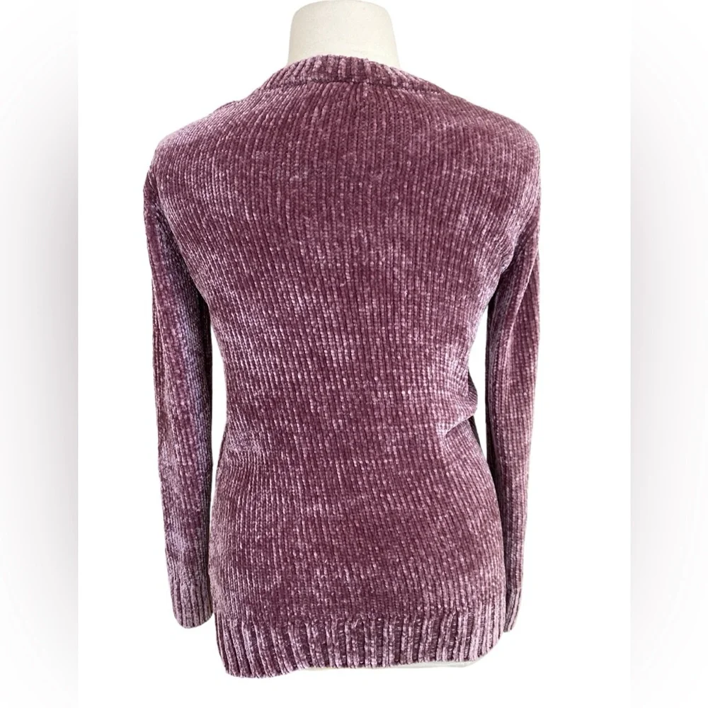 Orvis mauve v neck chenille tunic pullover sweater